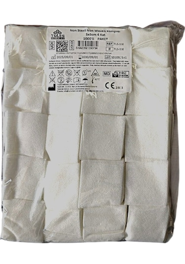 Tules Non Woven Yüksek Emici Kompres 1000 Adet 5 X 5 CM 4 Kat Spanç