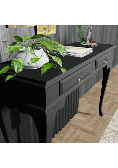 Roys Ahşap 130 Cm Siyah Çekmeceli Petek Üstü Yüksek Dresuar Siyah