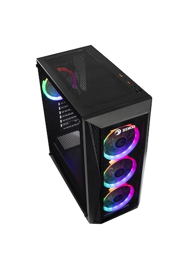Zoko MELODY-X 4x12cm Auto Rainbow Fanlı Temper Cam 600w Gaming Bilgisayar Kasası