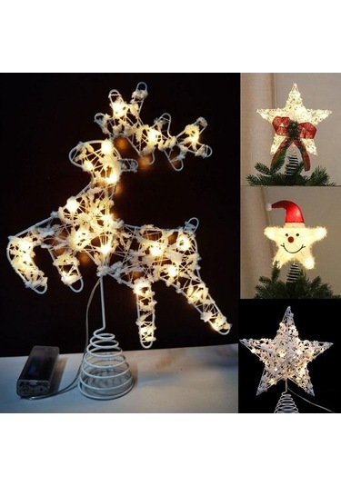 Pazly Led Parıltılı Noel Ağacı Topper Işıklı Yıldız Ağacın Tepesi Süsleme C C