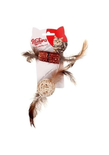 Natura PTC-005 Tüylü Diş Kaşıma ve Bambu Top Kedi Oyuncağı