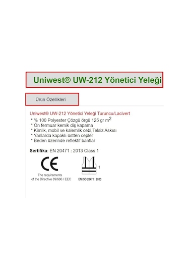 Uw-212 Yönetici Ikaz Yeleği