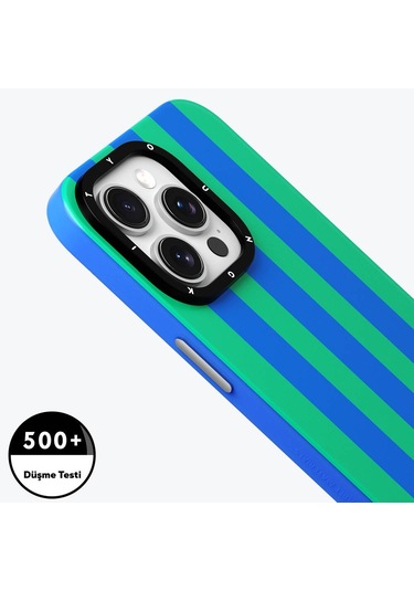 İphone 14 Pro Uyumlu Kılıf Magsafe Şarj Özellikli Youngkit Striped Piano Keys Serisi Kapak Mavi