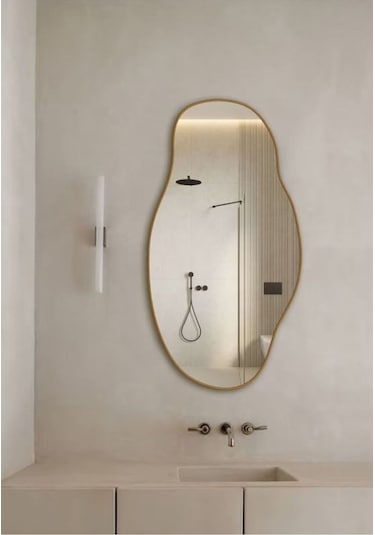 Cg Home Asimetrik Konsol Dresuar Tuvalet Aynası Şişecam Ayna 75 x 40 Gold