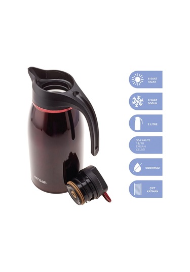 Emsan Gama 12 Saat Sıcak Ve Soğuk Tutan Çelik Termos Bordo
