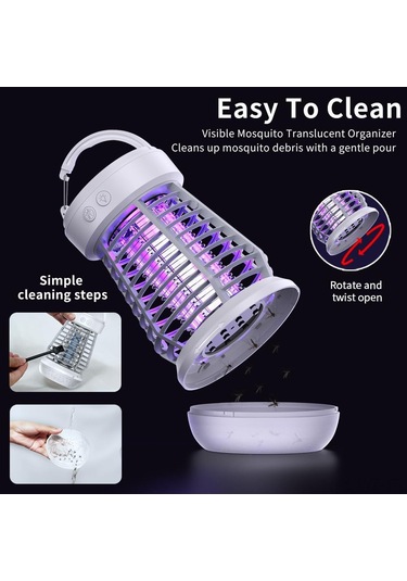 Wezone J10 Beyaz Elektrikli Entegre Islak Mumu Iç/dis Kullanım Kovanı, Kamp Işığı Ve Sos Acil Işığı İle Moskito Ve Sinek Öldürücü Beyaz