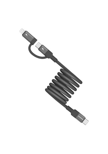 Rogfer Momax Mag.link Duo Manyetik 60w Usb-c / Type-c - Usb-c / Type-c / 8 Pin Veri Kablosu, Uzunluk: 1m Siyah