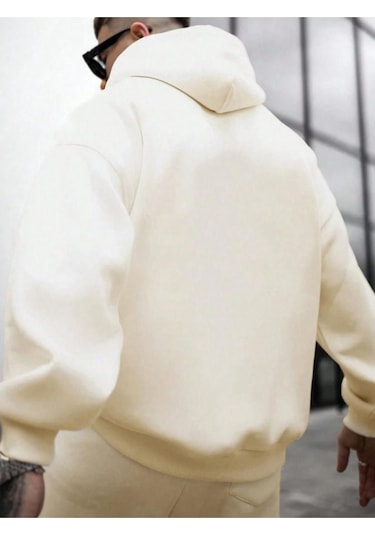 Erkek Believer Baskılı Oversize Kapşonlu Sweatshirt 001