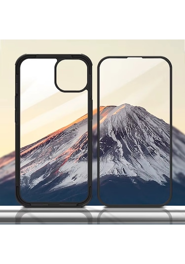 Noktaks - İphone 13 Mini Uyumlu - Kılıf Kendinden Ekran Koruyuculu 360 Ön Arka Ful Koruma Kapak - Siyah Siyah