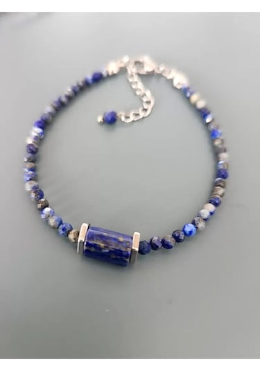 Doğaltaş Lapis Taşı Minimal Çelik Bileklik 3 Mm Lacivert