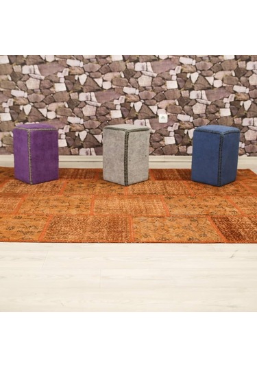 Patchwork El Dokuma Antik Anadolu Halı Orange Country Turuncu