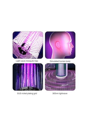 Ximistore9 Pil Desteğili Evcil Kovucu - 365nm Mor Işık Ve Solunum Benzetimi İle Çok Yönlü Tutma, Güçlü Elektrik Şoku İle Komar Öldürücü Gri