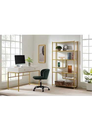 Serenity Beyaz Gold Metal Çalışma Masası