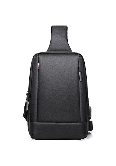 Prestigegoods Yurt Dışından Gelen Vshop Oumantu 903 Oxford Bez Göğüs Çantası Siyah - Su Geçirmez, Usb Şarj Gri