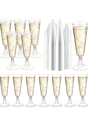 Willowhaven 50 Adet Altın Pullu Plastik Şampanya Bardakları Toplu Kokteyl Parti Bardakları