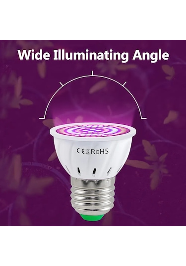 Mufunye E14 Taban Bitki Büyüme Lambası, 48 Led Kırmızı-mavi Spektrum, Ev/ofis/seracılık İçin Fotosentez Destekleyici Çok Renkli