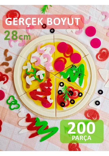 Keçe Pizza Oyun Seti Montessori Aktivite