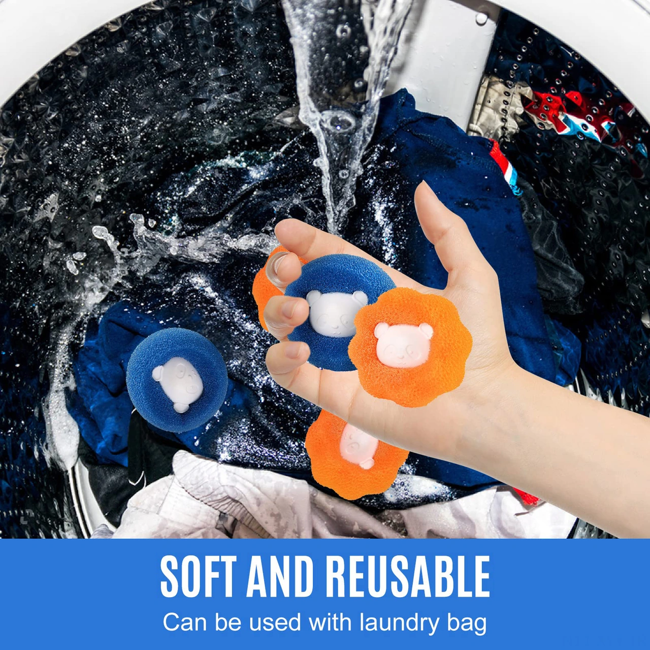 Yaleker 12 Adet Renkli 6 Mavi, 6 Turuncu Çamaşır Makinesi Külçesi - Saç Ve İp Toplayıcı, Kuruğa Dayanıklı Pu Spons Mavi - Turuncu