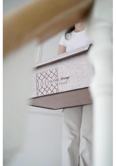 Flosoft Keçe Kapaklı Baza Hurcu, Çok Amaçlı Düzenleyici Organizer Kapaklı Kutu 50x40x19 Cm 001