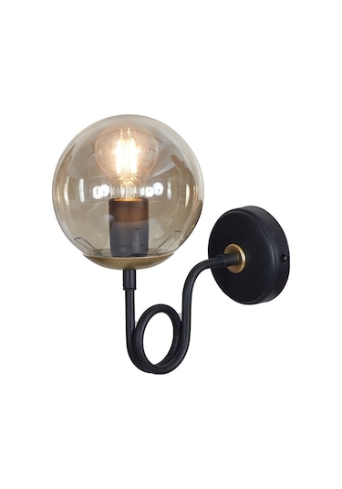 Luzarana Gali Sarı-siyah Metal Gövde Bal Rengi Camlı Tasarım  Aplik