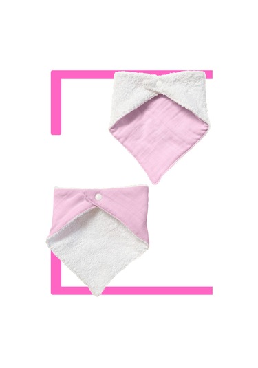 Bebek Ağız Bezi Salya Önlüğü Fular Çok Amaç 2'li P-byz Pembe - Beyaz