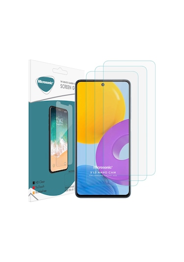 Microsonic Samsung Galaxy Uyumlu M52 Screen Protector Nano Glass Cam Ekran Koruyucu 3'lü Paket