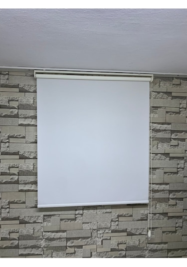 Stor Perde Ekru Renk - Güneşlik Perde - Ev, Ofis - (Etek Düz)