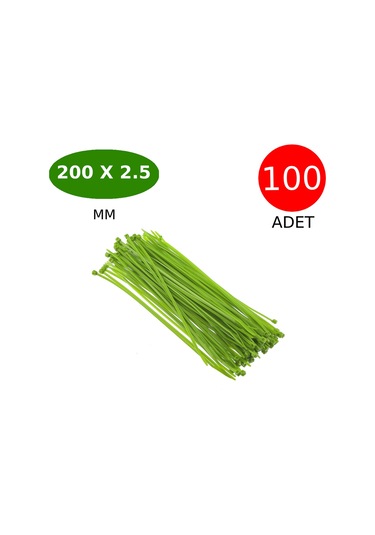 Tek-iş Kablo Bağı Cırt Kelepçe 200 Mm X 2.5 Mm Yeşil 100 Adet