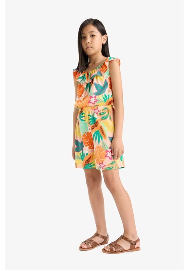 Defacto Kız Çocuk Desenli Askılı Tulum E5803a825smgn268 Yeşil