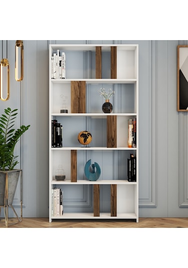 Variant Lima Çalışma Masası Ve Kitaplık Takımı - Beyaz / Ceviz Beyaz