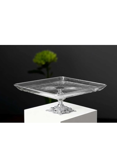 Çnr Home Collection Metal Ayakli Kare Sunum Servis Tabakliği Gümüş