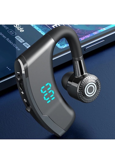 Konesam V9s Mavi Tek Kulaklı Bluetooth 5.0 Kulaklık: Led Ekran, Gürültü Engelleme, Spor Ve Araç Kullanıma Uygun