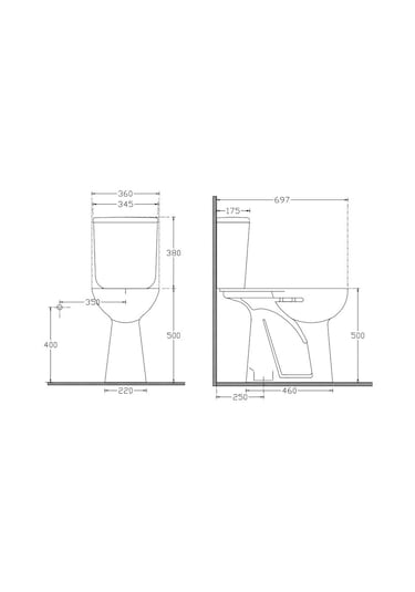 Ece Banyo Bedensel Engelli Kullanımına Uygun Alttan Çıkışlı Klozet Seti