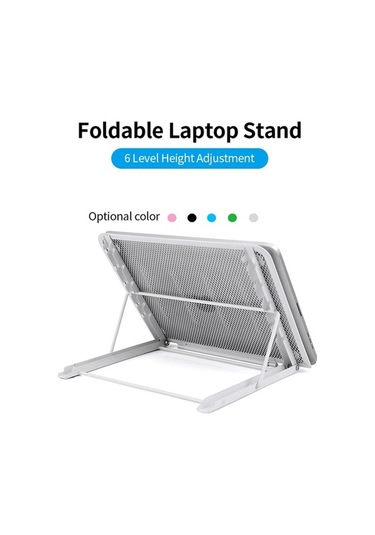 Pazly Katlanabilir Dizüstü Bilgisayar Standı - 6 Seviye Yükseklik Ayarı - Tablet Standı - Çok İşlevli Mavi