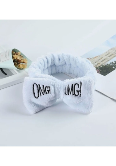Omg Peluş Bandana Makyaj Spa Saç Bandı Buz Mavi Mavi