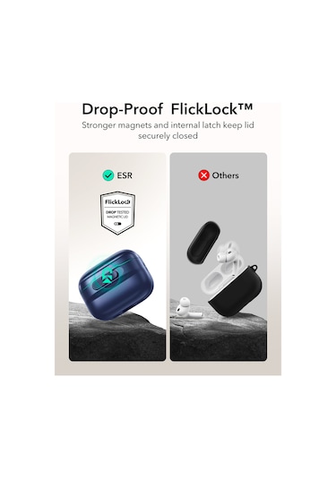 Apple AirPods Uyumlu Pro 3 2025 Pulse Flicklock Manyetik Kılıf Lacivert