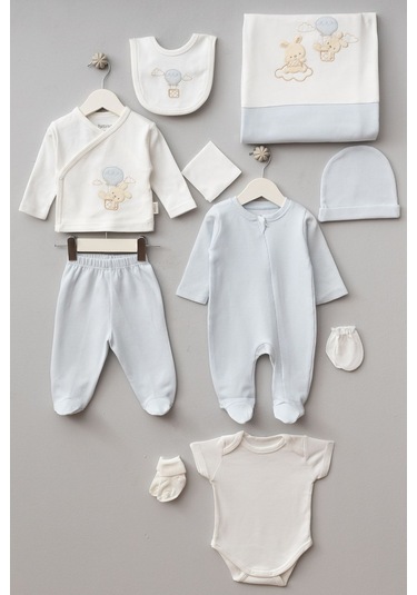 Bebitof 10parça Balonlu Tavşan Desenli Hastane Çıkışı Mavi