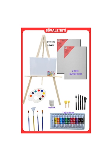 Yağlı Boya Resim Başlangıç Seti-şövale, 2 Adet Tuval Seti Şövalye, Tual Seti