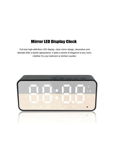 Kosona Pembe Mini Müzik Hoparlörü İle Çift Alarm, Bt 5.0, Led Aynalı Ekran, Sıcaklık Gösterimi, Tf Kart Desteği, Ev Kullanıma Uygun