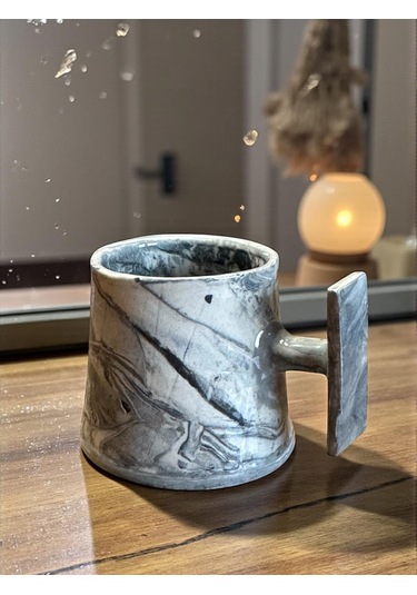 2'li Nerikomi El Yapımı Stoneware Fincan Gri - Krem