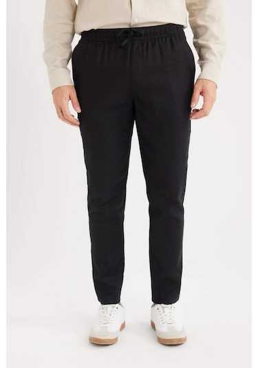 DeFacto Yazlık Jogger Keten Düz Paça Pantolon D7542AX25SPBK34