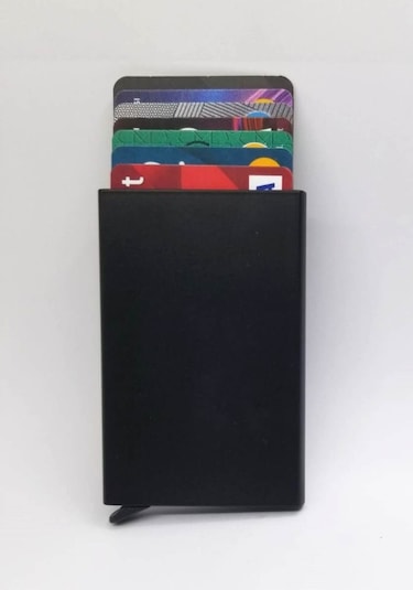 Machine Model Otomatik Mekanizmalı Kredi Kartlık Alüminyum Rfıd Koruma Sistemli Mat Siyah