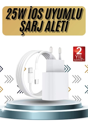 15/pro/pro 20w iOS Uyumlu Hızlı Şarj Aleti Adaptörlü Beyaz