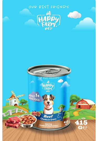 Happy Farm Yetişkin Yaş Köpek Maması Biftekli 415 Gr