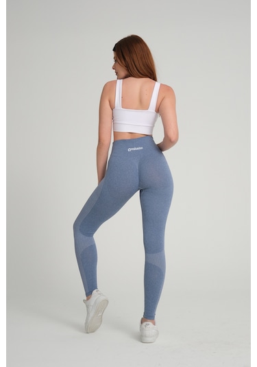 Wind Mavi Kalçası Büzgülü Push Up Kalça Şekillendirici Spor Tayt Mavi