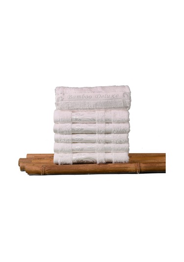 Mulberry Bambu Havlu %100 Organik Bambu Havlu Seti 50 x 90 - 6'lı Paket Premium Ultra Yumuşak Dekoratif Beyaz