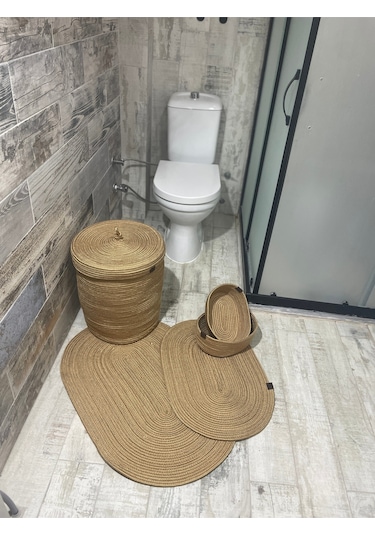 Banyo Takımı ,banyo Seti ,kirli Sepeti ,paspas Takımı ,oval Sepet ,çamaşır Sepeti ,dekor Banyoseti Altın-düz Siyah-Gold