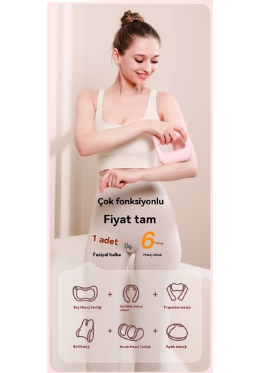 Lyon Fasya Tabancası Masajı Professional El Titreşim Yağma Yakma Fasya Halkalı Kas Sarsını Masajı Yoga Halkalı Mavi Mavi