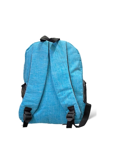 Su Geçirmez Kumaş Ortaokul Lise Unisex Okul Sırt Ve Seyahat Çantası - Mavi