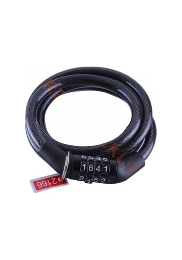 Bisiklet Şifreli Halat Kilit 8x100 CM Siyah 4 Haneli Siyah